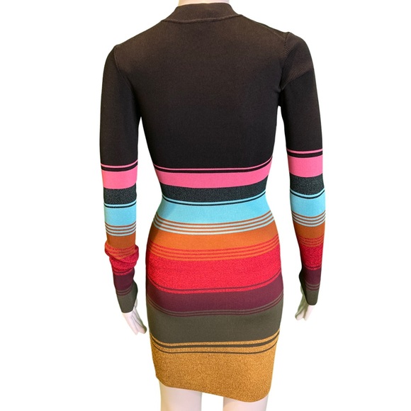 NWT Staud Clara Mosaic Stripe Cutout Ribbed Long Sleeve Sweater Dress - Sz XS - Picture 5 of 10